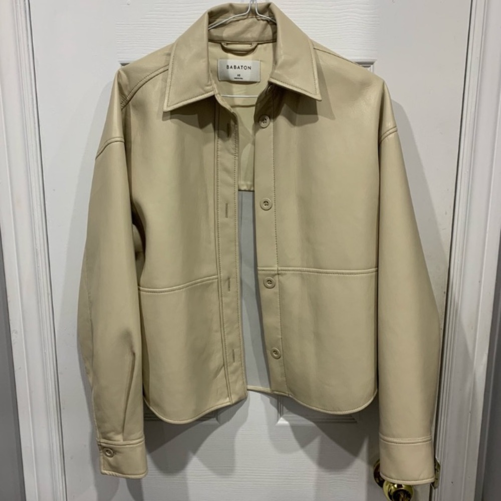 Babaton Pelli Hip Vegan Leather Shirt Jacket